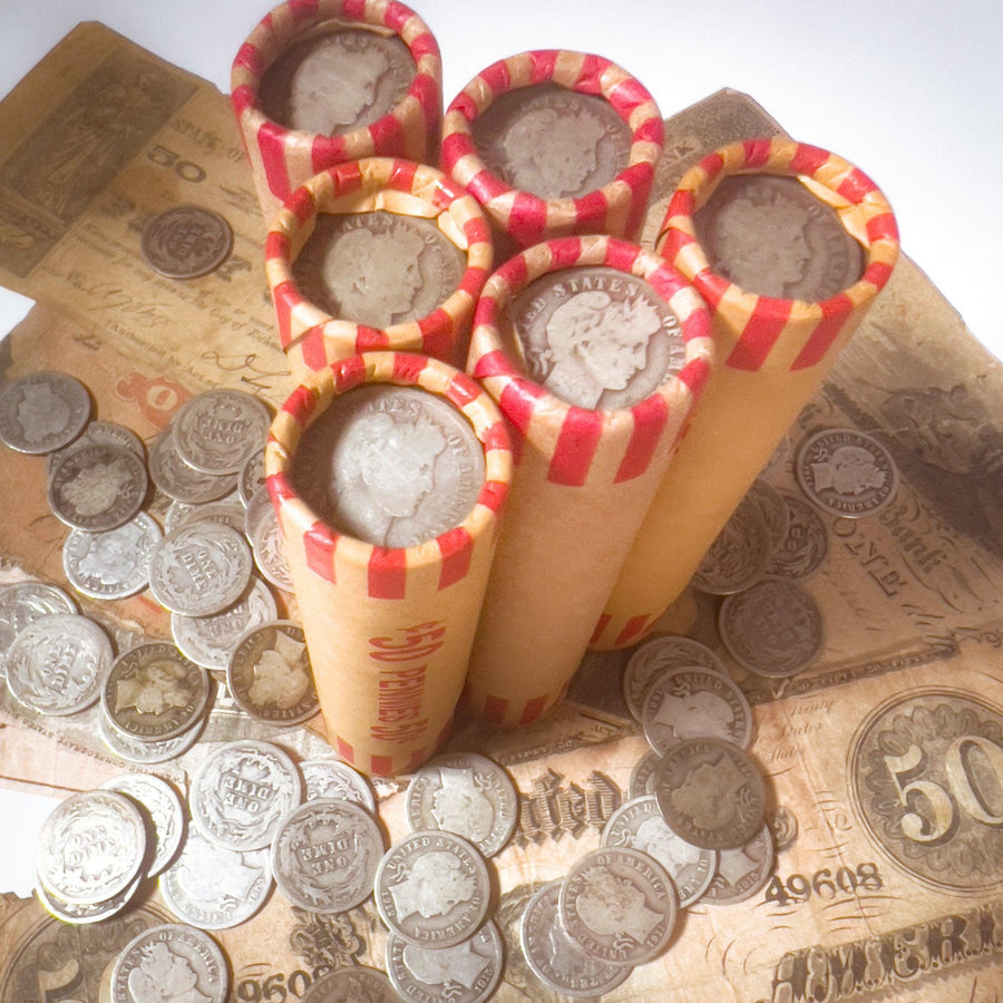 1909-1958 Wheat Cent Roll (Avg Circ) w Barber Dime Cap - Midwest Precious Metals