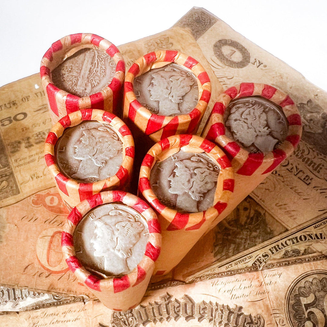1909-1958 Wheat Cent Roll (Avg Circ) w Mercury Dime Cap - Midwest Precious Metals