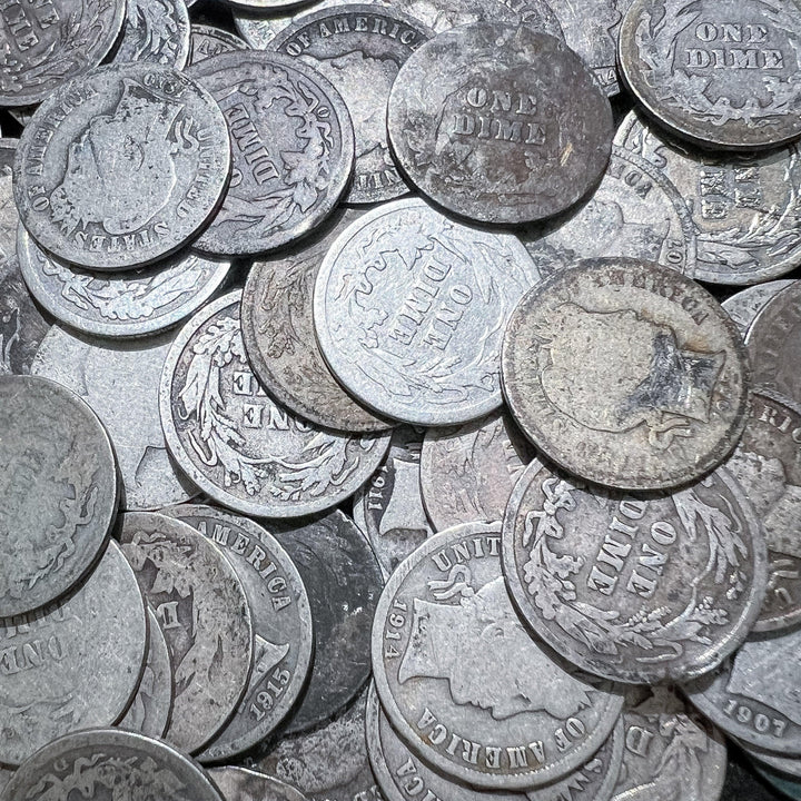 $5 Face - 90% Barber Silver Dimes AG - Midwest Precious Metals