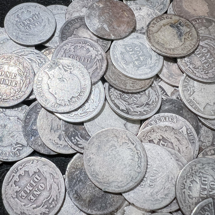 $5 Face - 90% Barber Silver Dimes AG - Midwest Precious Metals