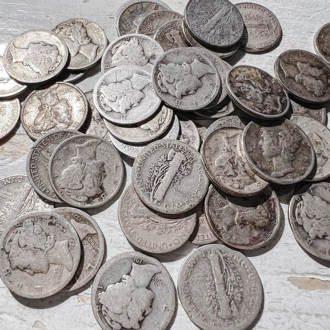 $5 Face - 90% Mercury Silver Dimes AG - Midwest Precious Metals
