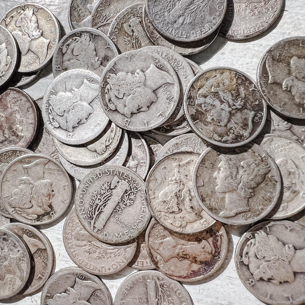 $5 Face - 90% Mercury Silver Dimes AG - Midwest Precious Metals