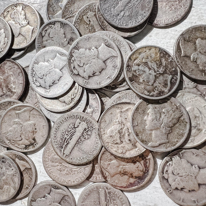 $5 Face - 90% Mercury Silver Dimes AG - Midwest Precious Metals