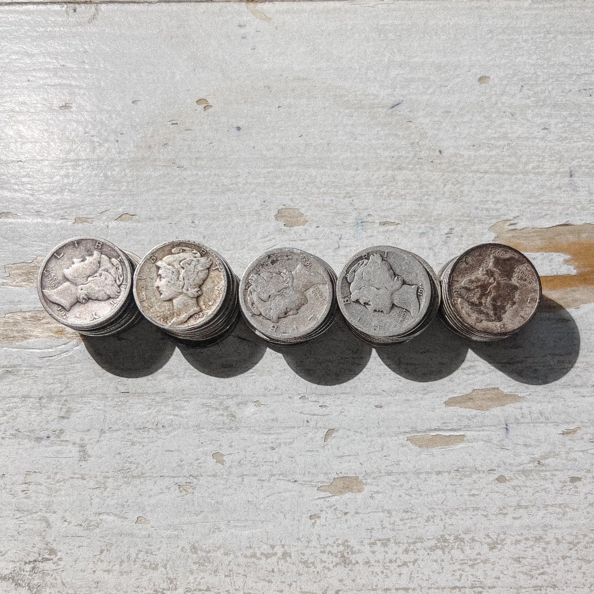 アメリカ 旧貨幣 銀貨 90%シルバー 5枚セット/SC-8 Buy $5 Face - 90% Mercury Silver Dimes AG – Midwest Precious Metals
