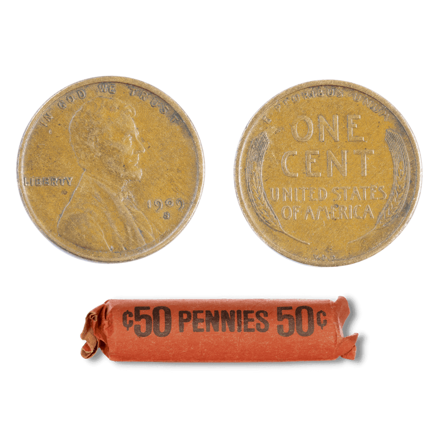 1909-1939 Wheat Cent 50 Count Roll (Early Date) - Midwest Precious Metals