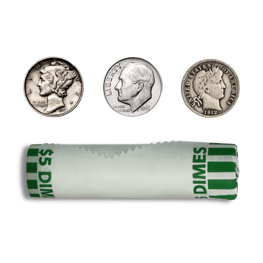 $5 Face 90% Silver Dime Roll Avg Circ - Midwest Precious Metals