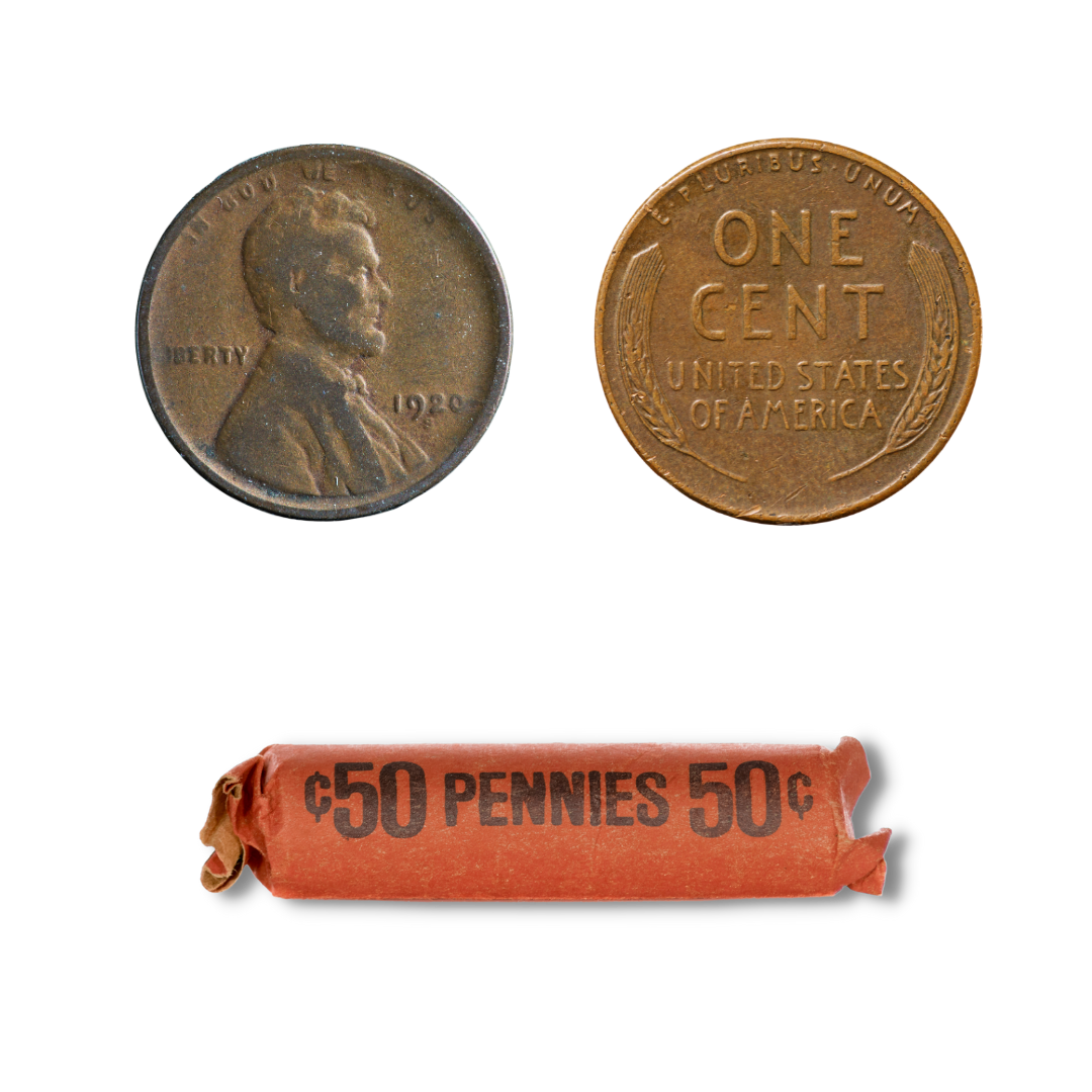 1920-1929 Wheat Cent 50 Count Roll P/D/S Avg Circulated