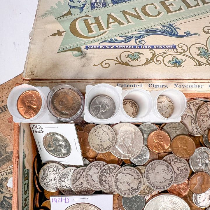 Vintage Cigar Box Mixed U.S. Coin Hoard