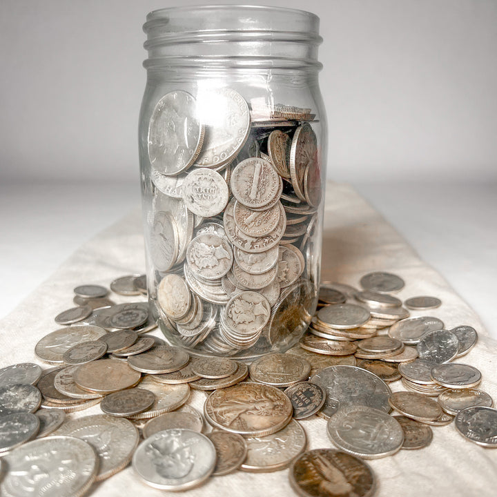 Mason Jar Silver Coin Mixed Lot | ESTATE SALE LIQUIDATION