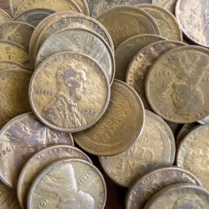 "Woody" Lincoln Wheat Cent 50 Coin Roll (1909-1958) | Vintage Rare U.S. Cents