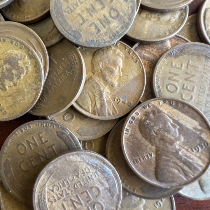 "Woody" Lincoln Wheat Cent 50 Coin Roll (1909-1958) | Vintage Rare U.S. Cents