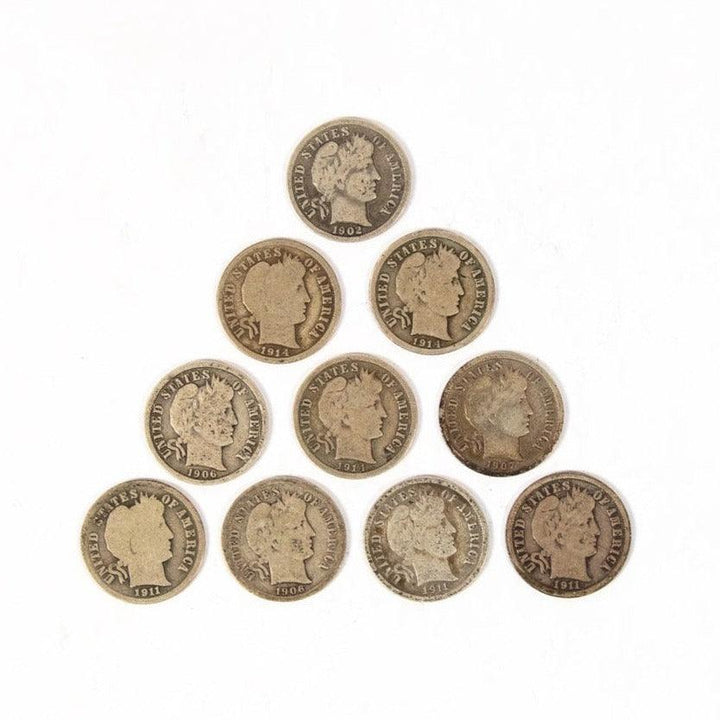 $1 Face 90% Silver Barber Dime Grab Bag (Avg Circ to Fine) - Midwest Precious Metals