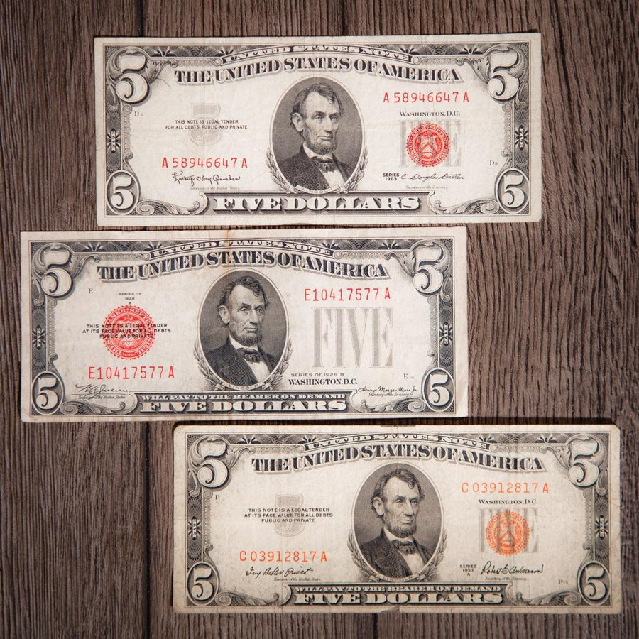 $5 Red Seal Note VF-AU (Random Year) - Midwest Precious Metals