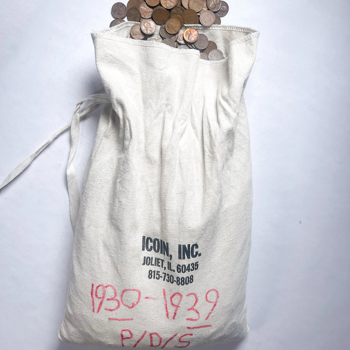 1930-1939 Wheat Cent 1000 Coin Bag