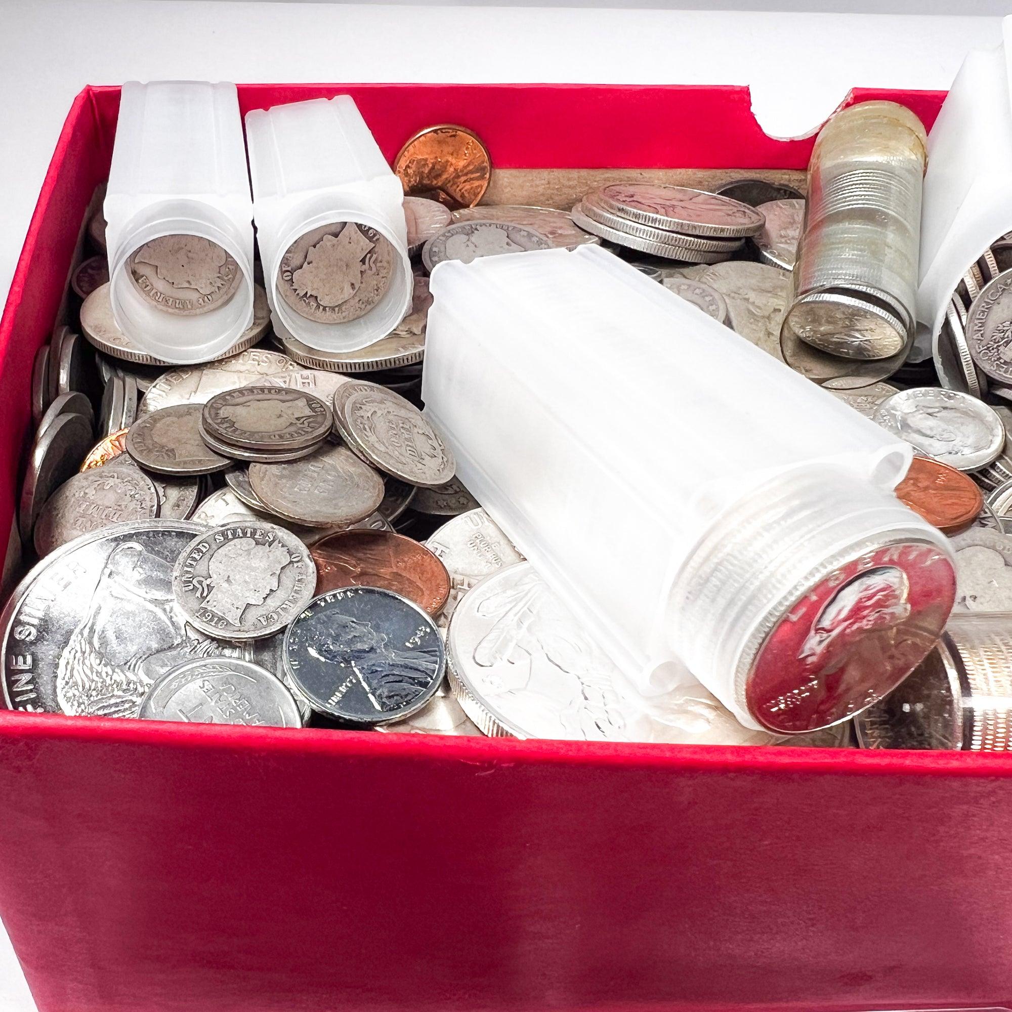 Red Carded Box Mixed Coin Lot Vintage U.S. Coins LIQUIDATION