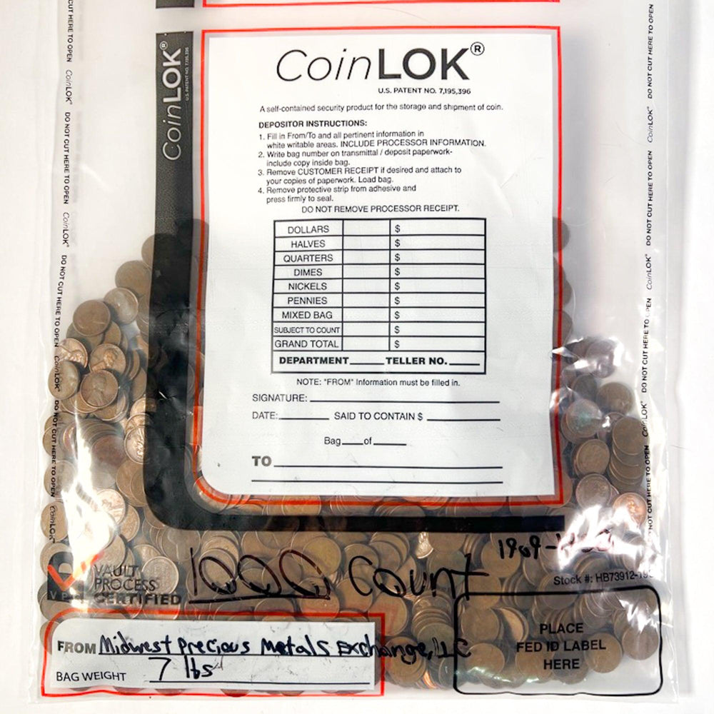 1909-1958 Wheat Cent 1000 Count Monster 7lb Bag (Fully Loaded) - Midwest Precious Metals